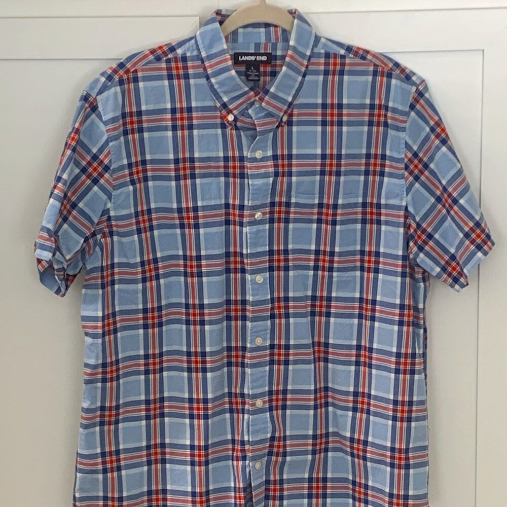 Mens L Short Sleeve Lands End